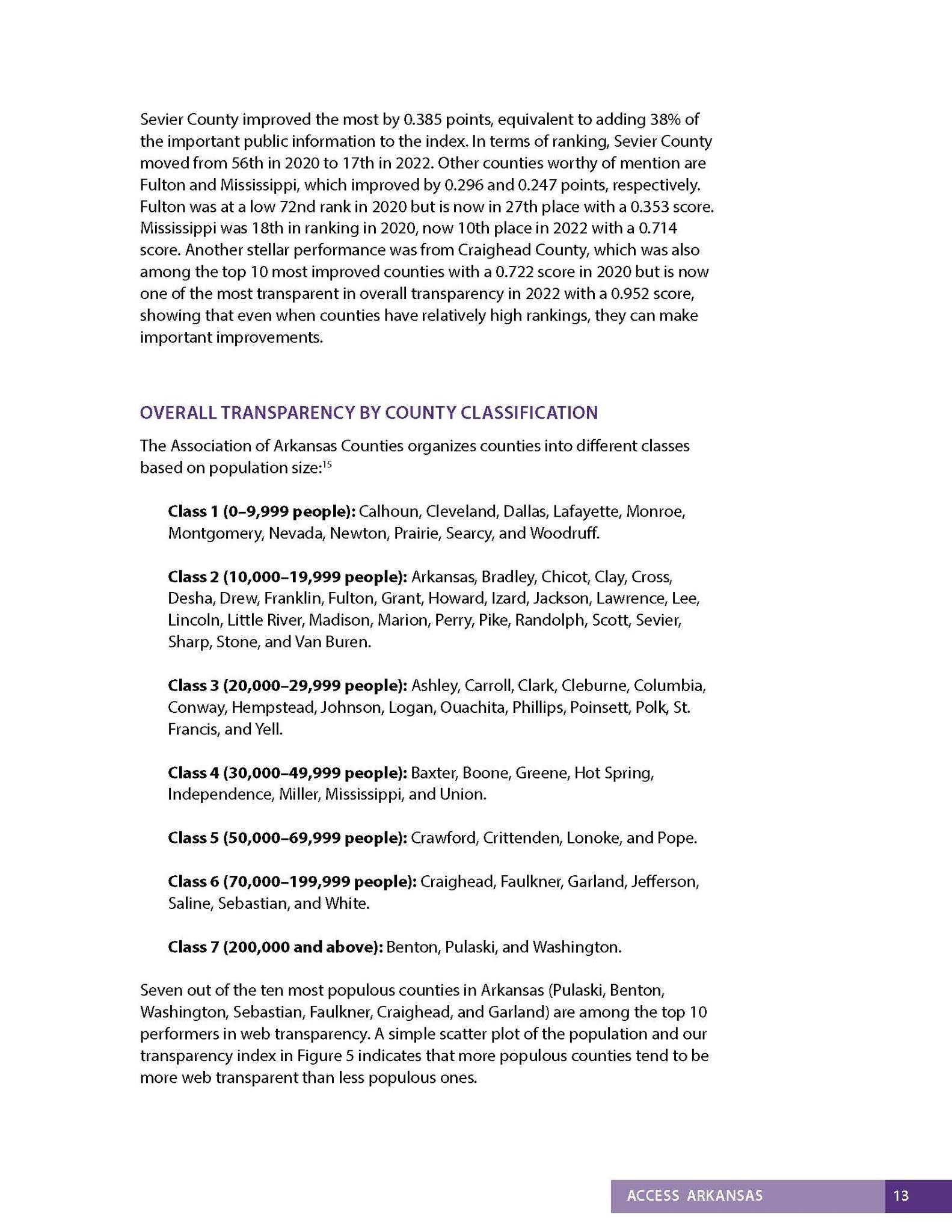 Access Arkansas County and City Web Transparency Report